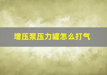 增压泵压力罐怎么打气