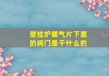 壁挂炉暖气片下面的阀门是干什么的