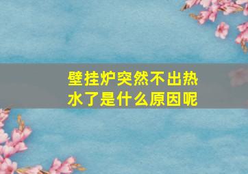 壁挂炉突然不出热水了是什么原因呢