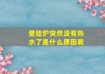 壁挂炉突然没有热水了是什么原因呢