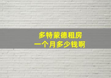 多特蒙德租房一个月多少钱啊