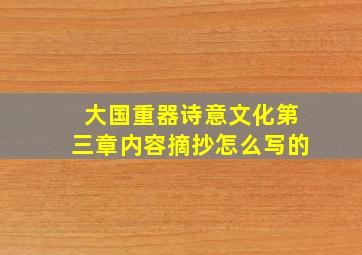 大国重器诗意文化第三章内容摘抄怎么写的