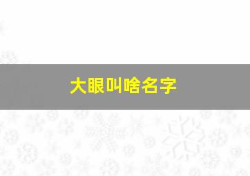 大眼叫啥名字