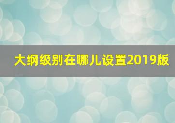 大纲级别在哪儿设置2019版