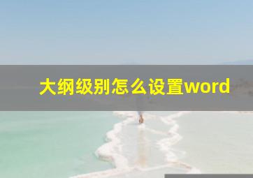 大纲级别怎么设置word