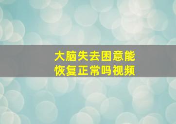 大脑失去困意能恢复正常吗视频