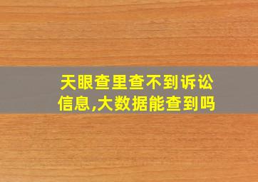 天眼查里查不到诉讼信息,大数据能查到吗