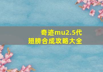 奇迹mu2.5代翅膀合成攻略大全