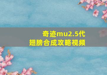 奇迹mu2.5代翅膀合成攻略视频