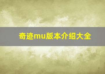 奇迹mu版本介绍大全