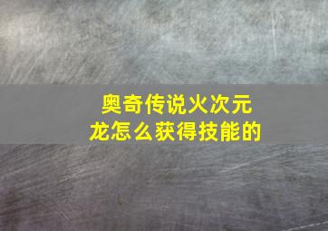 奥奇传说火次元龙怎么获得技能的