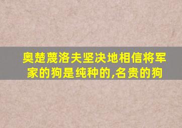 奥楚蔑洛夫坚决地相信将军家的狗是纯种的,名贵的狗