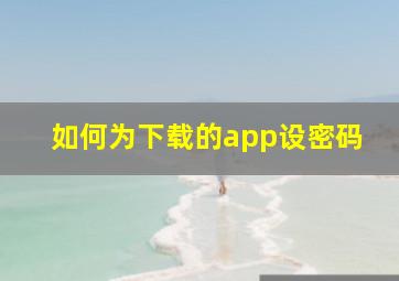 如何为下载的app设密码