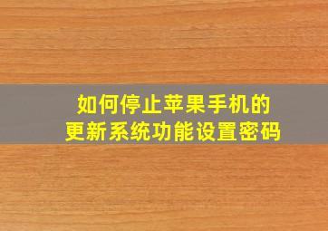 如何停止苹果手机的更新系统功能设置密码