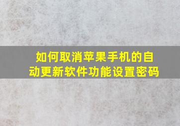 如何取消苹果手机的自动更新软件功能设置密码