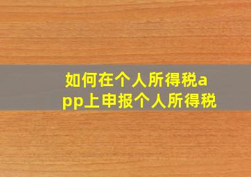 如何在个人所得税app上申报个人所得税