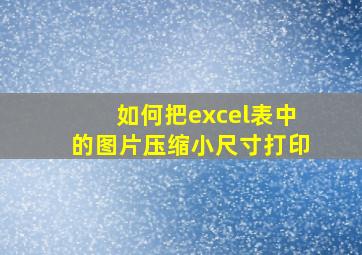 如何把excel表中的图片压缩小尺寸打印