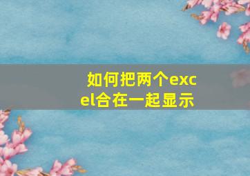 如何把两个excel合在一起显示