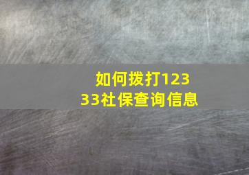 如何拨打12333社保查询信息