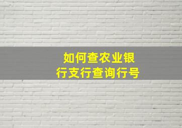 如何查农业银行支行查询行号