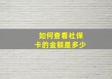 如何查看社保卡的金额是多少