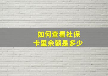 如何查看社保卡里余额是多少