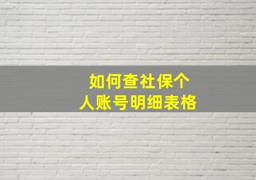 如何查社保个人账号明细表格