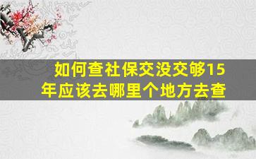 如何查社保交没交够15年应该去哪里个地方去查