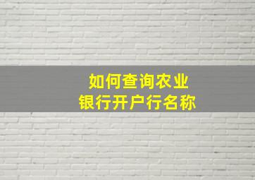 如何查询农业银行开户行名称