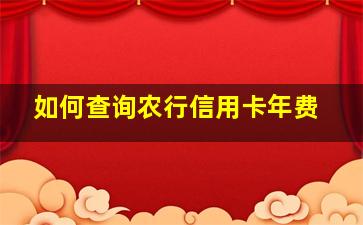 如何查询农行信用卡年费