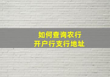 如何查询农行开户行支行地址