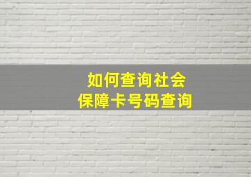 如何查询社会保障卡号码查询