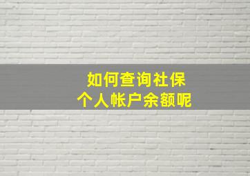 如何查询社保个人帐户余额呢