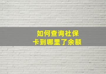 如何查询社保卡到哪里了余额