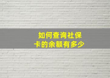 如何查询社保卡的余额有多少