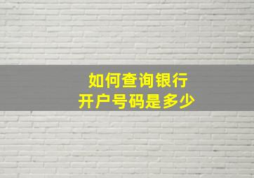 如何查询银行开户号码是多少