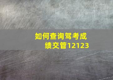 如何查询驾考成绩交管12123