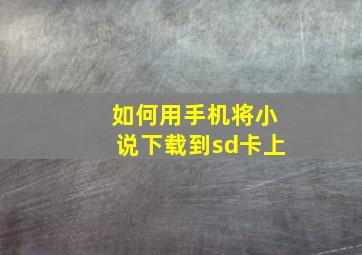 如何用手机将小说下载到sd卡上