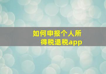 如何申报个人所得税退税app