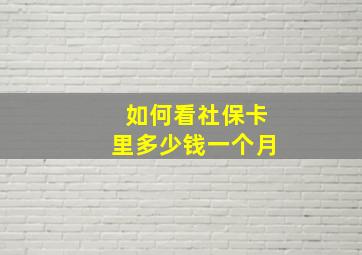 如何看社保卡里多少钱一个月