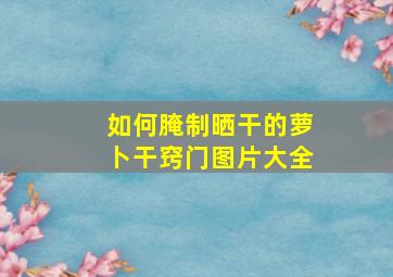 如何腌制晒干的萝卜干窍门图片大全