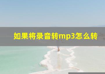 如果将录音转mp3怎么转