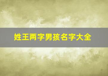 姓王两字男孩名字大全