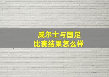 威尔士与国足比赛结果怎么样