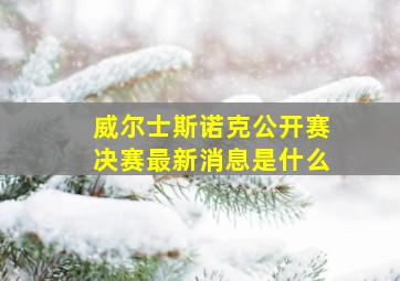 威尔士斯诺克公开赛决赛最新消息是什么