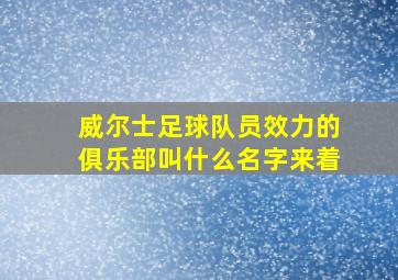 威尔士足球队员效力的俱乐部叫什么名字来着