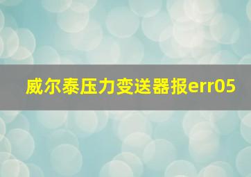 威尔泰压力变送器报err05