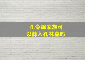 孔令辉家族可以葬入孔林墓吗