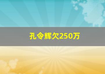 孔令辉欠250万