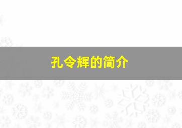 孔令辉的简介